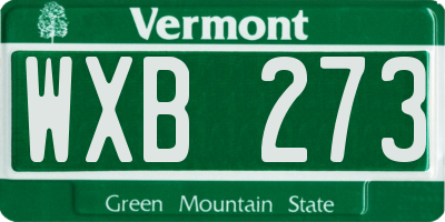 VT license plate WXB273