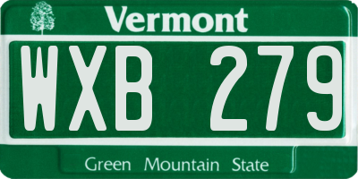 VT license plate WXB279