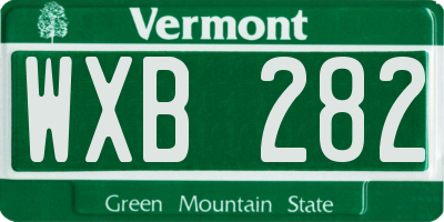 VT license plate WXB282