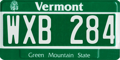 VT license plate WXB284