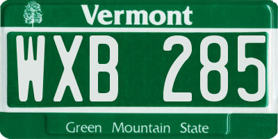 VT license plate WXB285