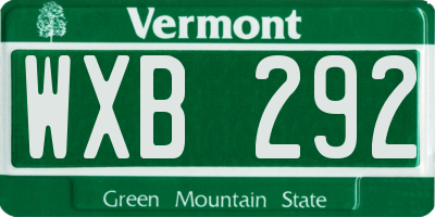 VT license plate WXB292