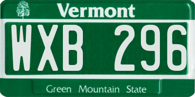 VT license plate WXB296