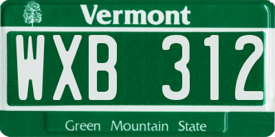 VT license plate WXB312