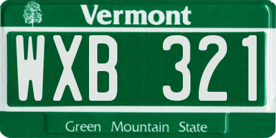 VT license plate WXB321