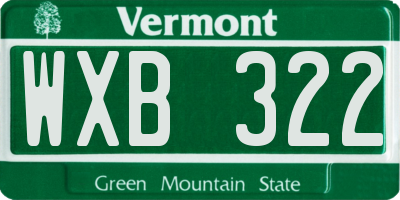 VT license plate WXB322