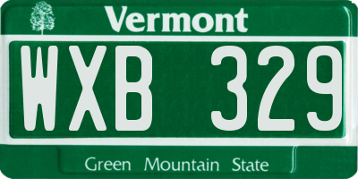 VT license plate WXB329