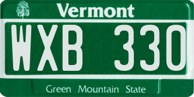 VT license plate WXB330