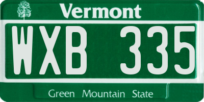 VT license plate WXB335