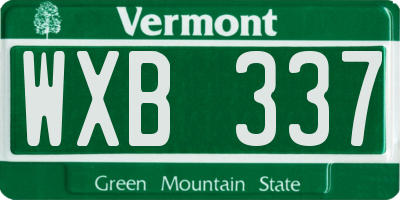VT license plate WXB337