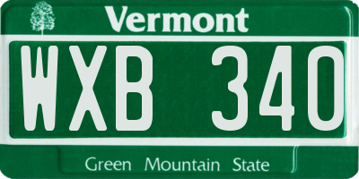 VT license plate WXB340