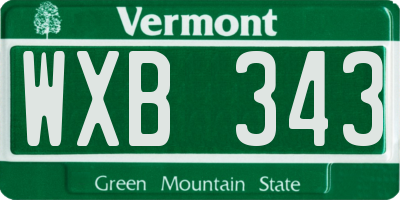 VT license plate WXB343