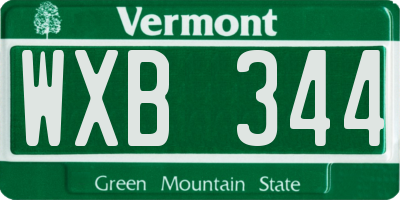 VT license plate WXB344