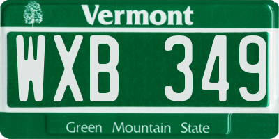 VT license plate WXB349