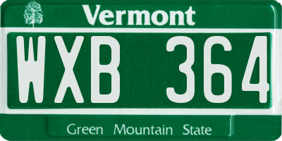 VT license plate WXB364