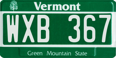 VT license plate WXB367