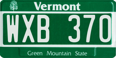 VT license plate WXB370