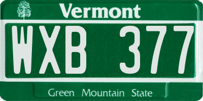 VT license plate WXB377