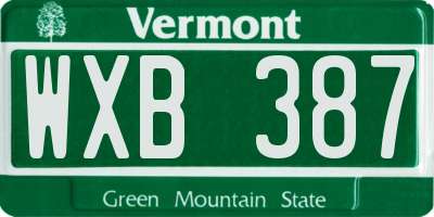 VT license plate WXB387