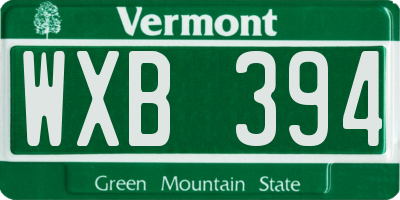 VT license plate WXB394