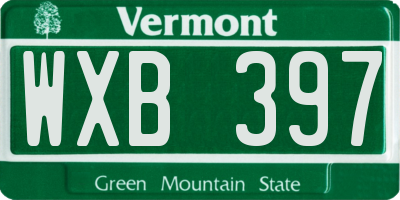 VT license plate WXB397