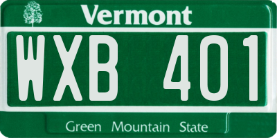 VT license plate WXB401