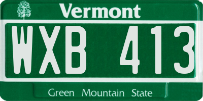 VT license plate WXB413