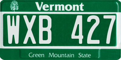 VT license plate WXB427