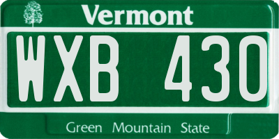 VT license plate WXB430
