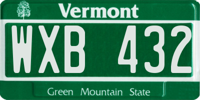 VT license plate WXB432
