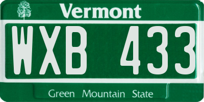 VT license plate WXB433