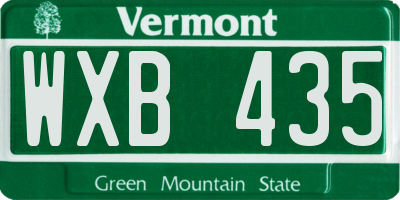 VT license plate WXB435