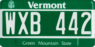 VT license plate WXB442