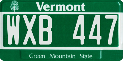VT license plate WXB447