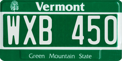 VT license plate WXB450