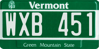 VT license plate WXB451