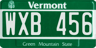 VT license plate WXB456