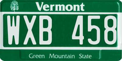 VT license plate WXB458