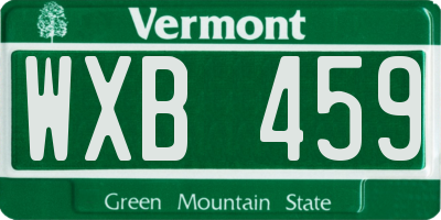 VT license plate WXB459