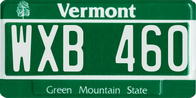 VT license plate WXB460