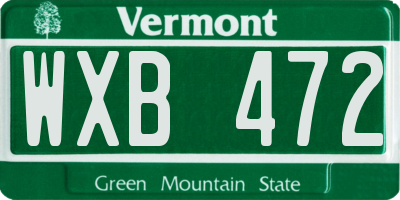 VT license plate WXB472