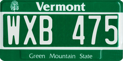 VT license plate WXB475