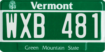 VT license plate WXB481