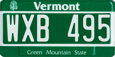 VT license plate WXB495