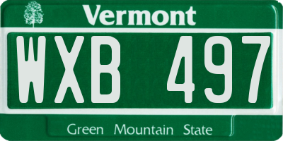 VT license plate WXB497