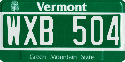 VT license plate WXB504