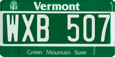 VT license plate WXB507
