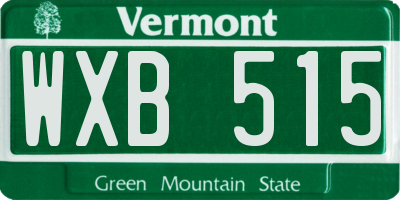 VT license plate WXB515