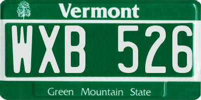 VT license plate WXB526