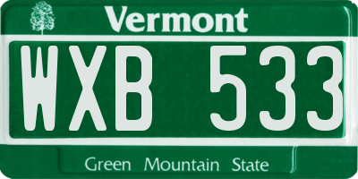 VT license plate WXB533
